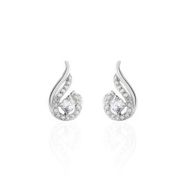 Boucles D'oreilles Puces Indian Drop Argent Blanc Oxyde De Zirconium - Boucles d'oreilles fantaisie Femme | Histoire d’Or