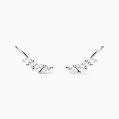 Bijoux D'oreilles Juanie Argent Blanc Oxyde De Zirconium - Boucles d'oreilles fantaisie Femme | Histoire d’Or