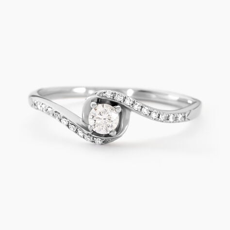 Bague Vrille Accompagnee Or Blanc Diamant - Bagues solitaires Femme | Histoire d&rsquo;Or