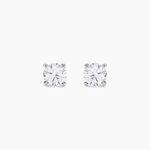 Boucles D'oreilles Puces 4 Griffes Or Blanc Diamant Synthetique - Clous d'oreilles Femme | Histoire d&rsquo;Or