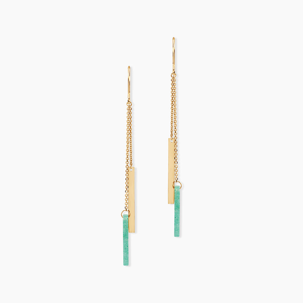 Boucles D'oreilles Pendantes Halcyone Or Jaune Aventurine - Boucles d'oreilles pendantes Femme | Histoire d&rsquo;Or
