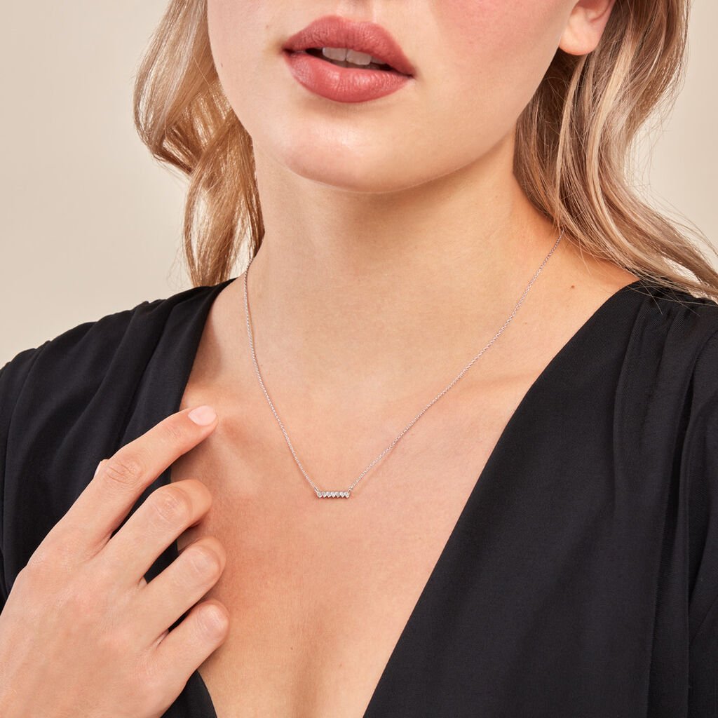 Collier Blitalia Or Blanc Diamant Synthétique - Colliers Femme | Histoire d’Or