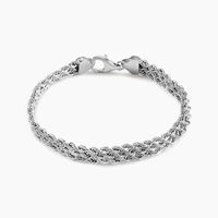 Bracelet Jerry Maille Corde 3 Rangs Or Blanc
