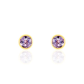 Boucles D'oreilles Puces Parmeclos Or Jaune Amethyste - Clous d'oreilles Femme | Histoire d’Or