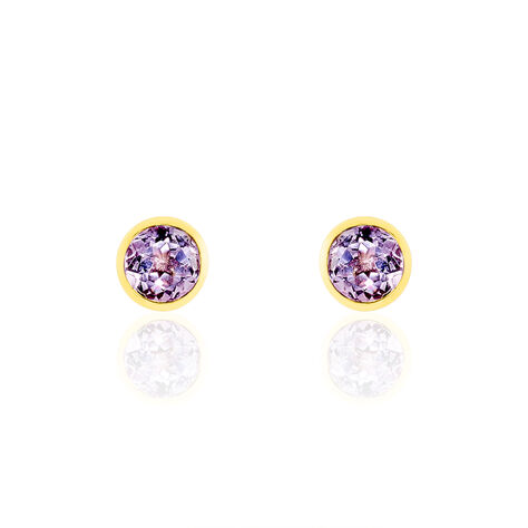 Boucles D'oreilles Puces Parmeclos Or Jaune Amethyste - Clous d'oreilles Femme | Histoire d’Or