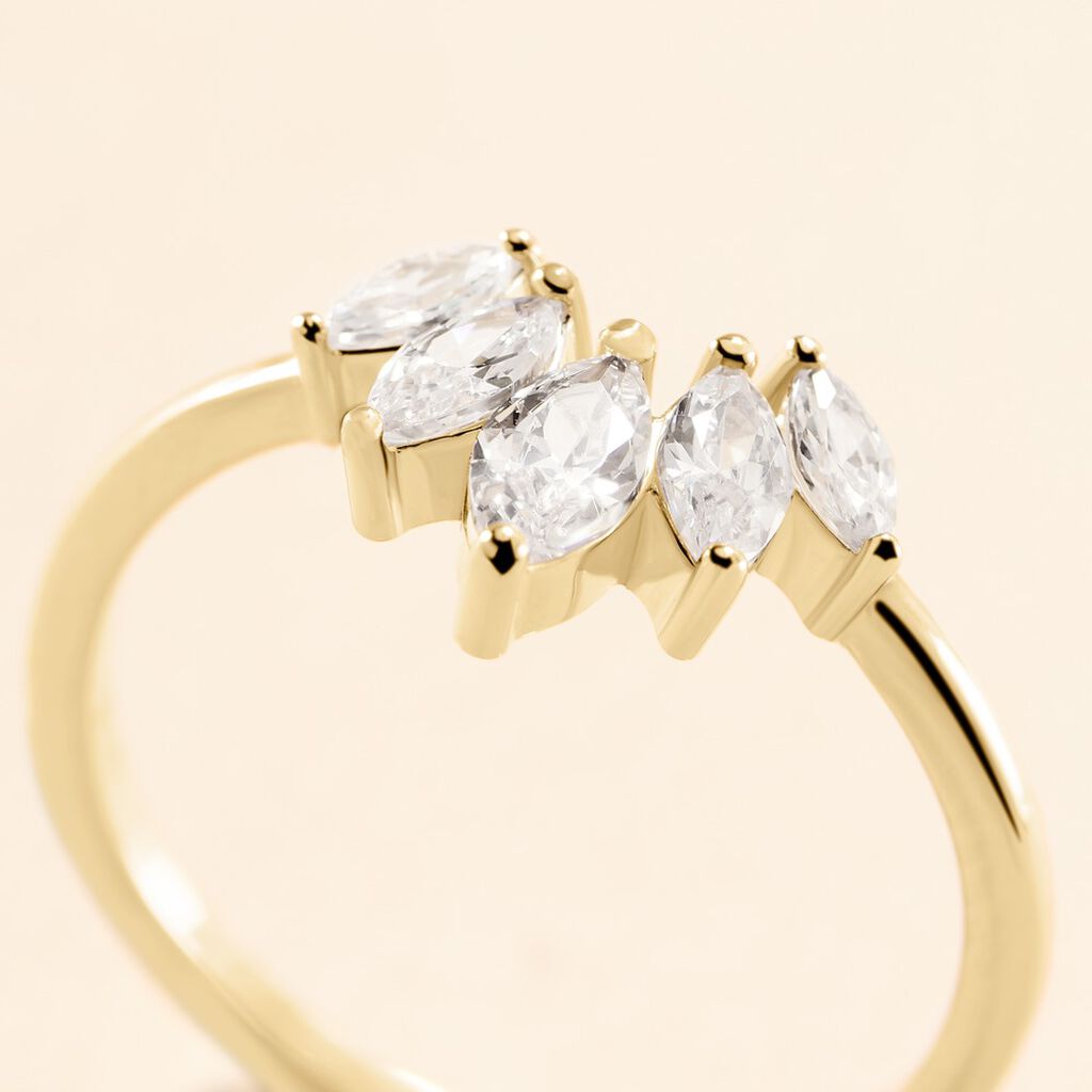 Bague Amazonia Plaqu&eacute; Or Jaune Oxyde De Zirconium - Bagues avec pierre Femme | Histoire d&rsquo;Or