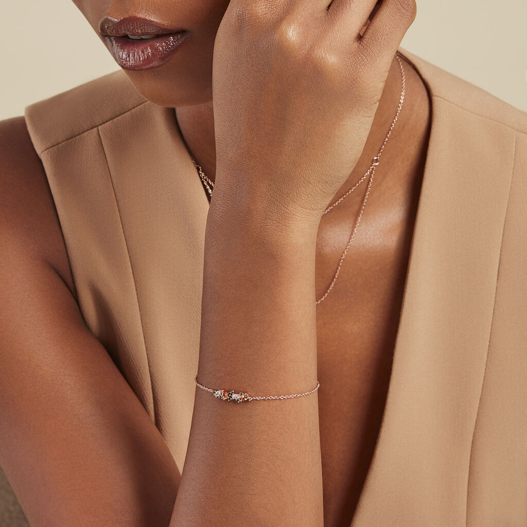 Bracelet Camelia Argent Rose Oxyde De Zirconium - Bracelets Femme | Histoire d’Or