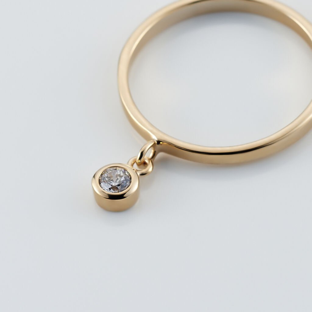 Bague Plaqu&eacute; Or Jaune Lynnha Oxyde De Zirconium - Bagues solitaires Femme | Histoire d&rsquo;Or