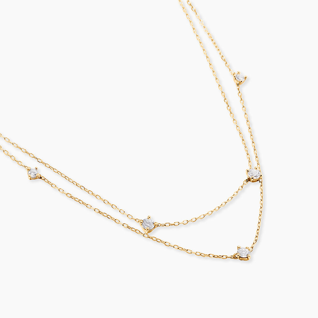 Collier Madhav Or Jaune Diamant Synth&eacute;tique - Colliers doubles et triples cha&icirc;nes Femme | Histoire d&rsquo;Or