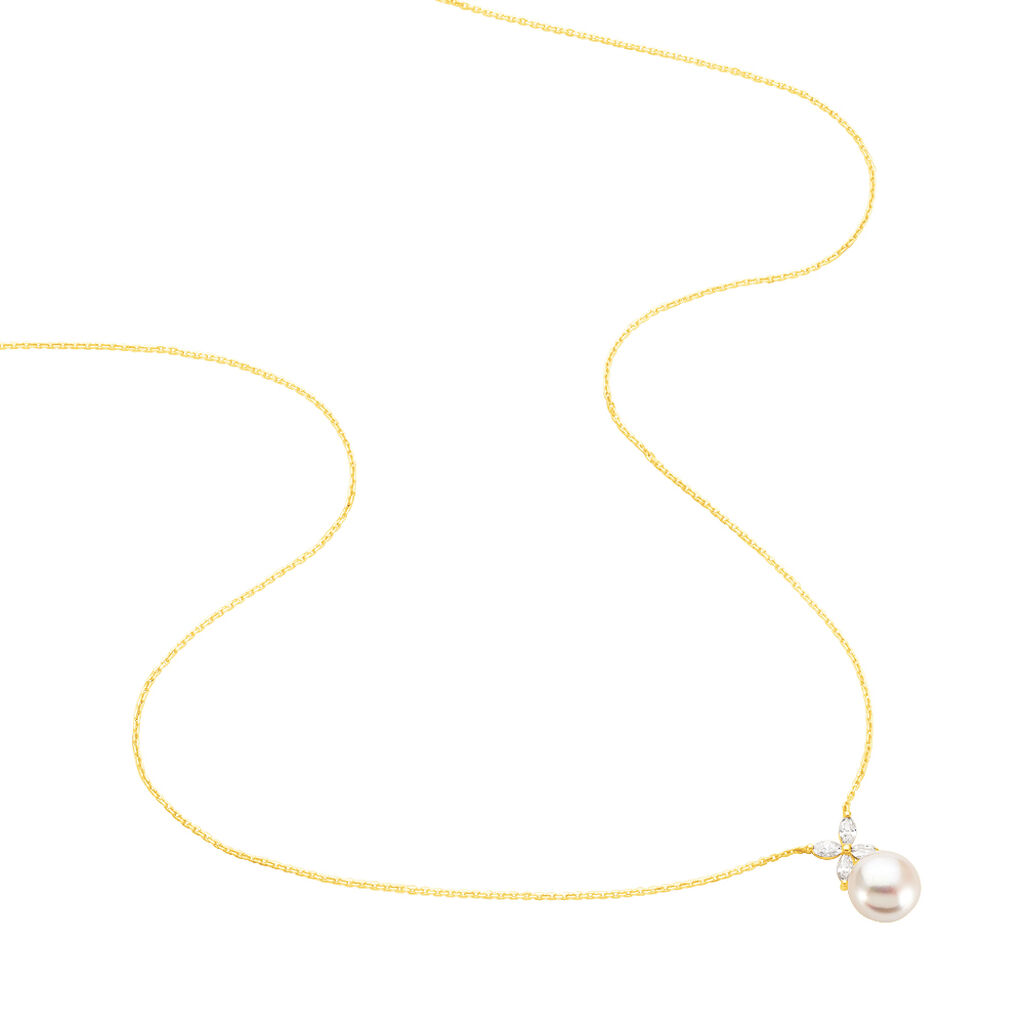 Collier Norah Or Jaune Perle De Culture Et Oxyde De Zirconium - Colliers Femme | Histoire d’Or