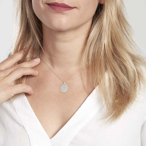 Pendentif Sirona Pastille Gravable Or Blanc - Cadeaux de naissance Femme | Histoire d’Or