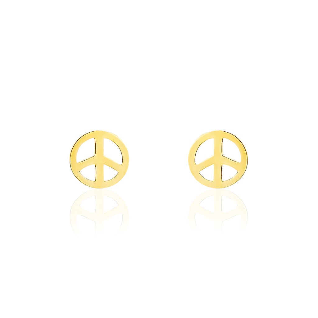 Boucles D'oreilles Puces Bilal Peace Or Jaune - Clous d'oreilles Femme | Histoire d&rsquo;Or