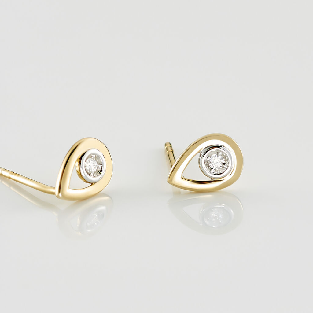 Boucles D'oreilles Puces Fidelia Or Jaune Diamant - Clous d'oreilles Femme | Histoire d&rsquo;Or