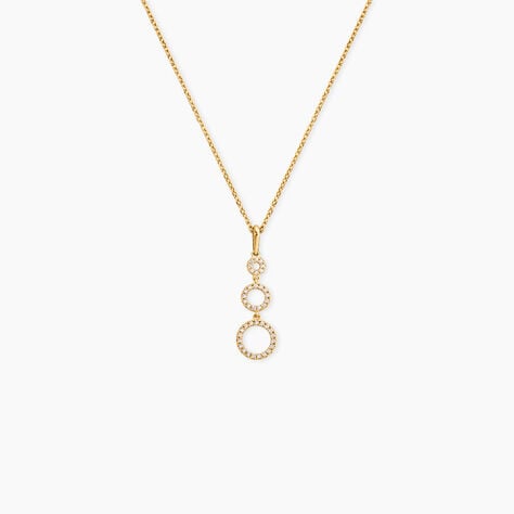Collier Camron Argent Dor&eacute; A L'Or 750/1000 Oxyde De Zirconium - Bijoux avec pierres Femme | Histoire d&rsquo;Or