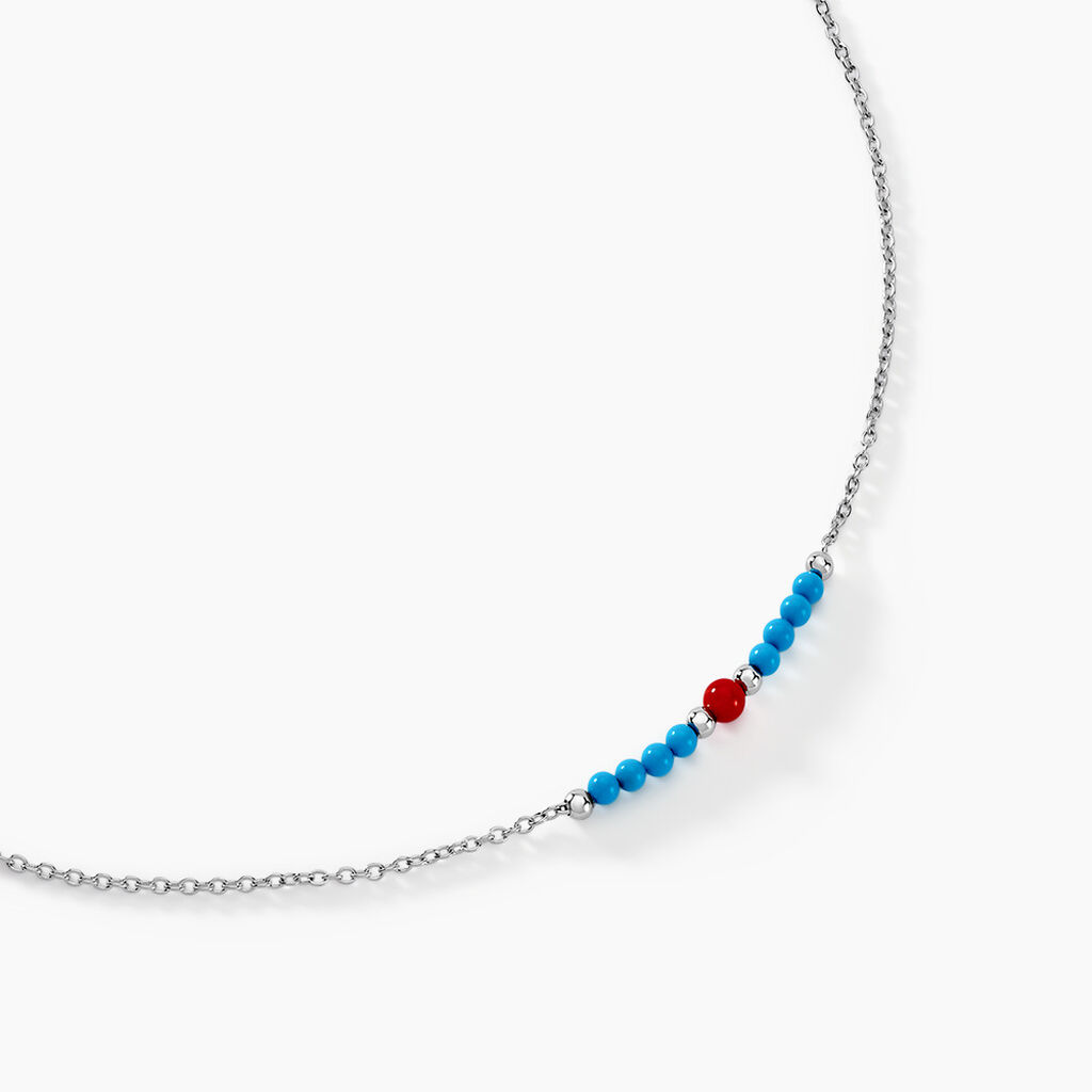 Collier Behati Argent Blanc Corail Turquoise - Colliers fantaisie Femme | Histoire d’Or