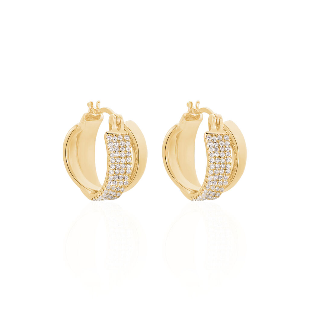 Créoles Adelicia Rondes Plaqué Or Jaune Oxyde De Zirconium - Boucles d'oreilles créoles Femme | Histoire d’Or