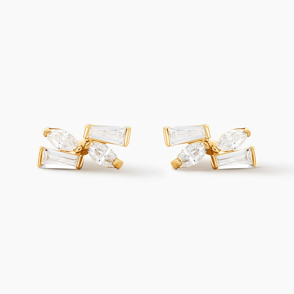 Boucles D'oreilles Puces Mark Or Jaune Oxyde De Zirconium - Clous d'oreilles Femme | Histoire d&rsquo;Or
