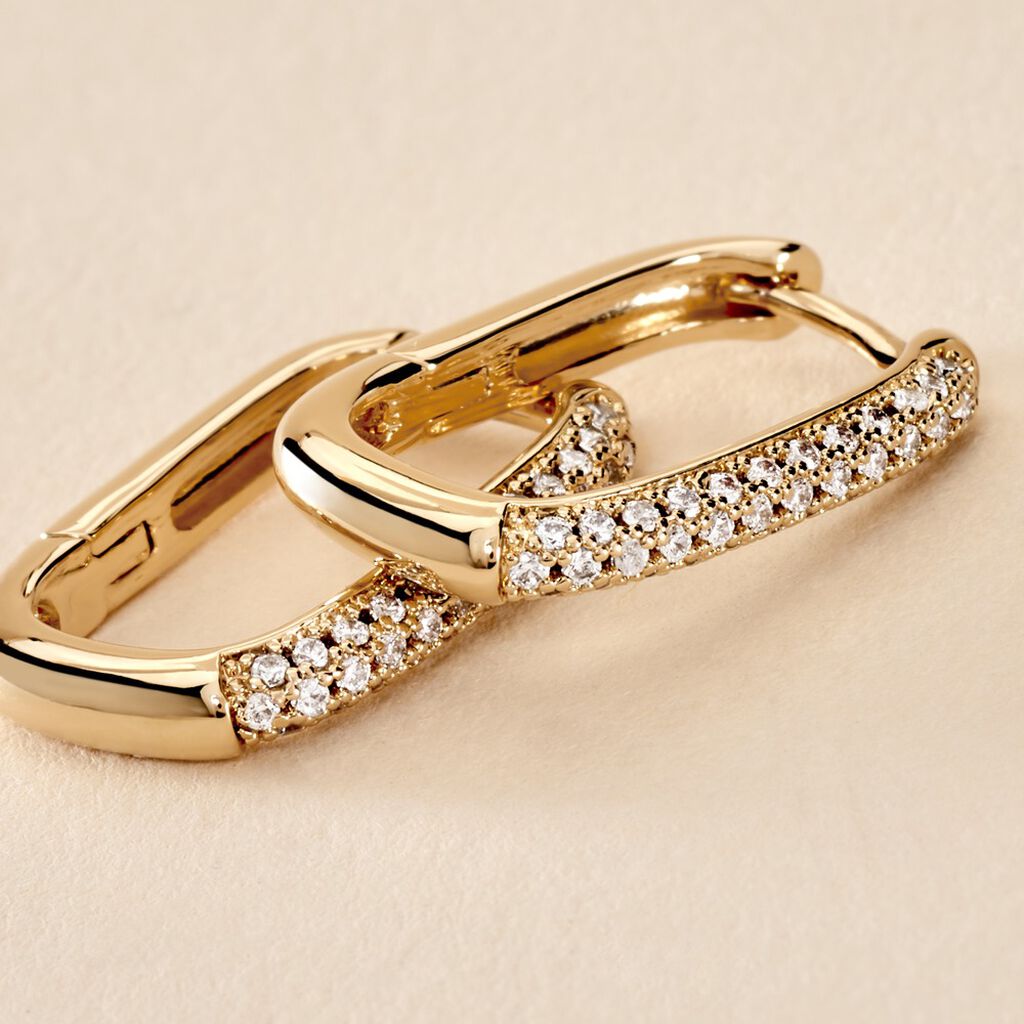 Créoles Domingo Plaqué Or Jaune Oxyde De Zirconium - Boucles d'oreilles créoles Femme | Histoire d’Or