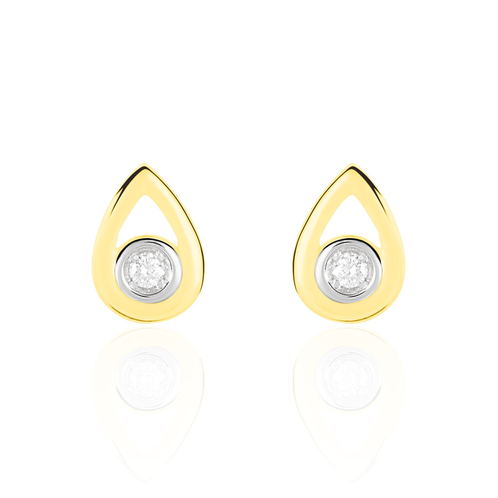Boucles D'oreilles Puces Fidelia Or Jaune Diamant - Clous d'oreilles Femme | Histoire d&rsquo;Or