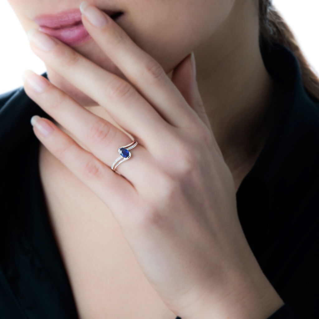 Bague Anja Or Blanc Topaze Et Diamant - Bagues solitaires Femme | Histoire d’Or