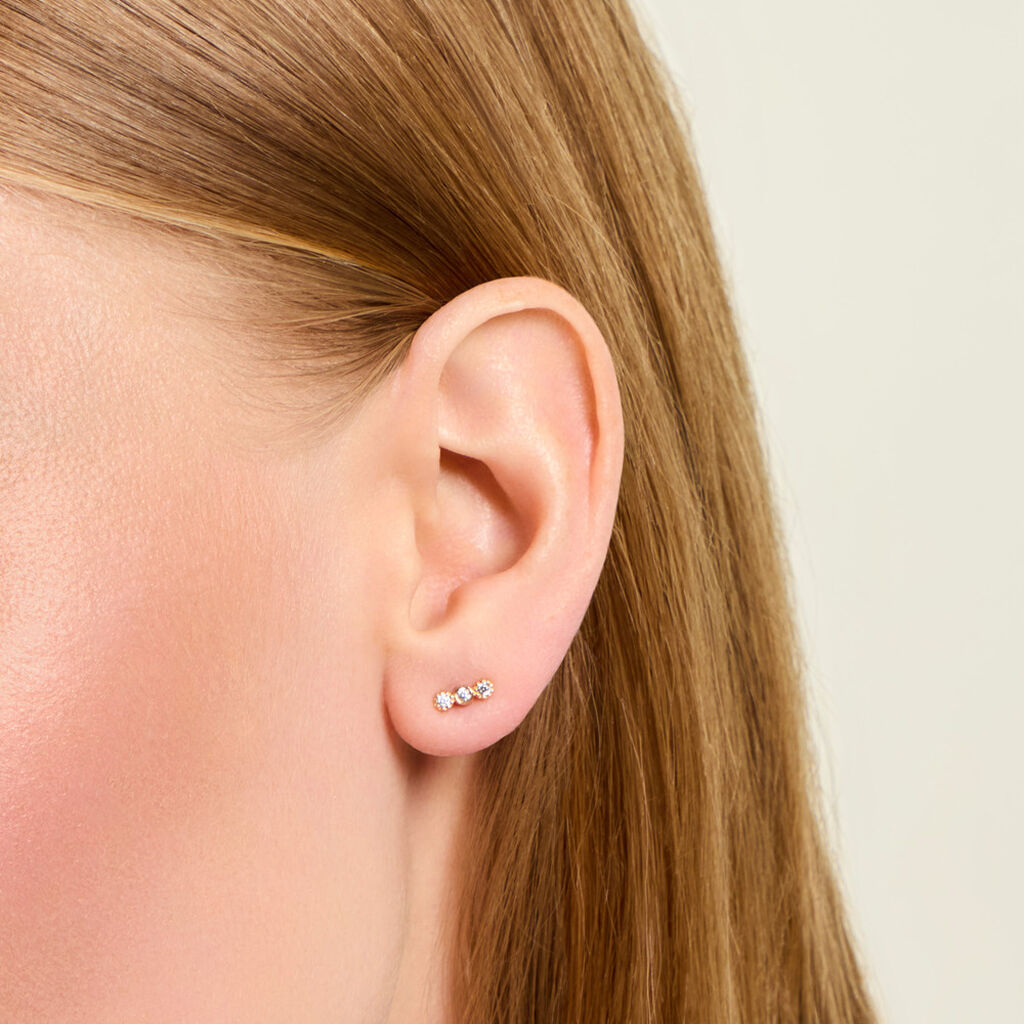 Boucles D'Oreilles Puces Emerica Plaqu&eacute; Or Jaune Oxyde De Zirconium - Boucles d'oreilles fantaisie Femme | Histoire d&rsquo;Or