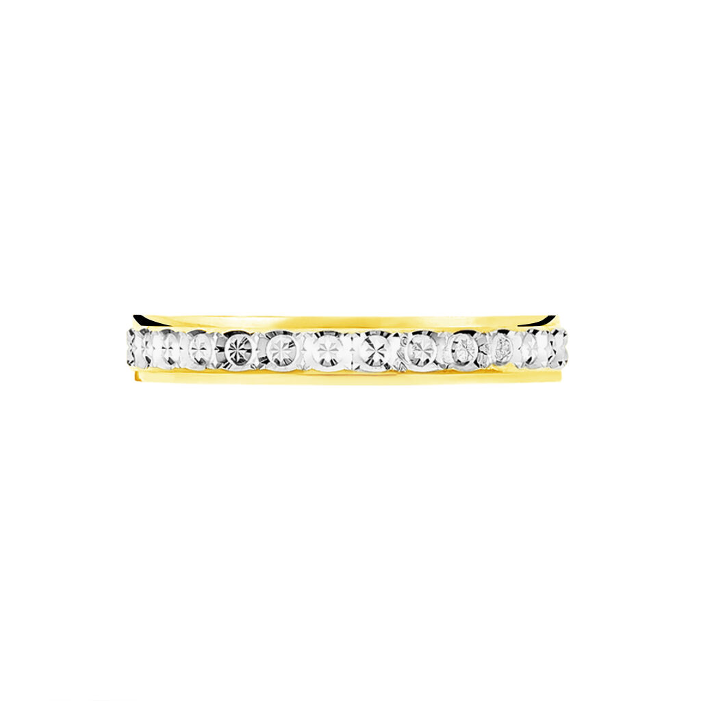 Alliance Fantaisie Diamantee Ruban Plat Or Bicolore - Alliances Femme | Histoire d’Or