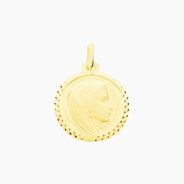 Pendentif Vierge Rond Strie Or Jaune