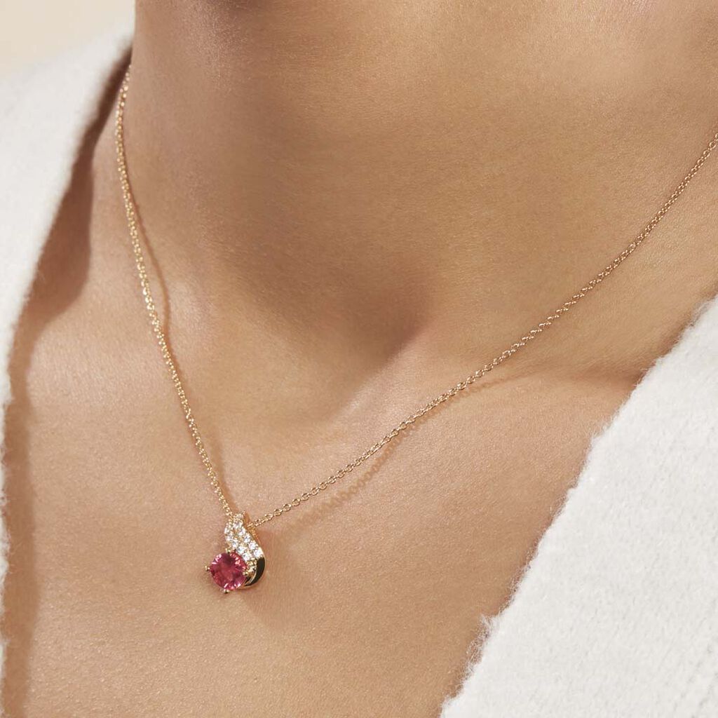 Collier Tyana Plaqué Or Jaune Pierre De Synthese Et Oxyde De Zirconium - Colliers fantaisie Femme | Histoire d’Or