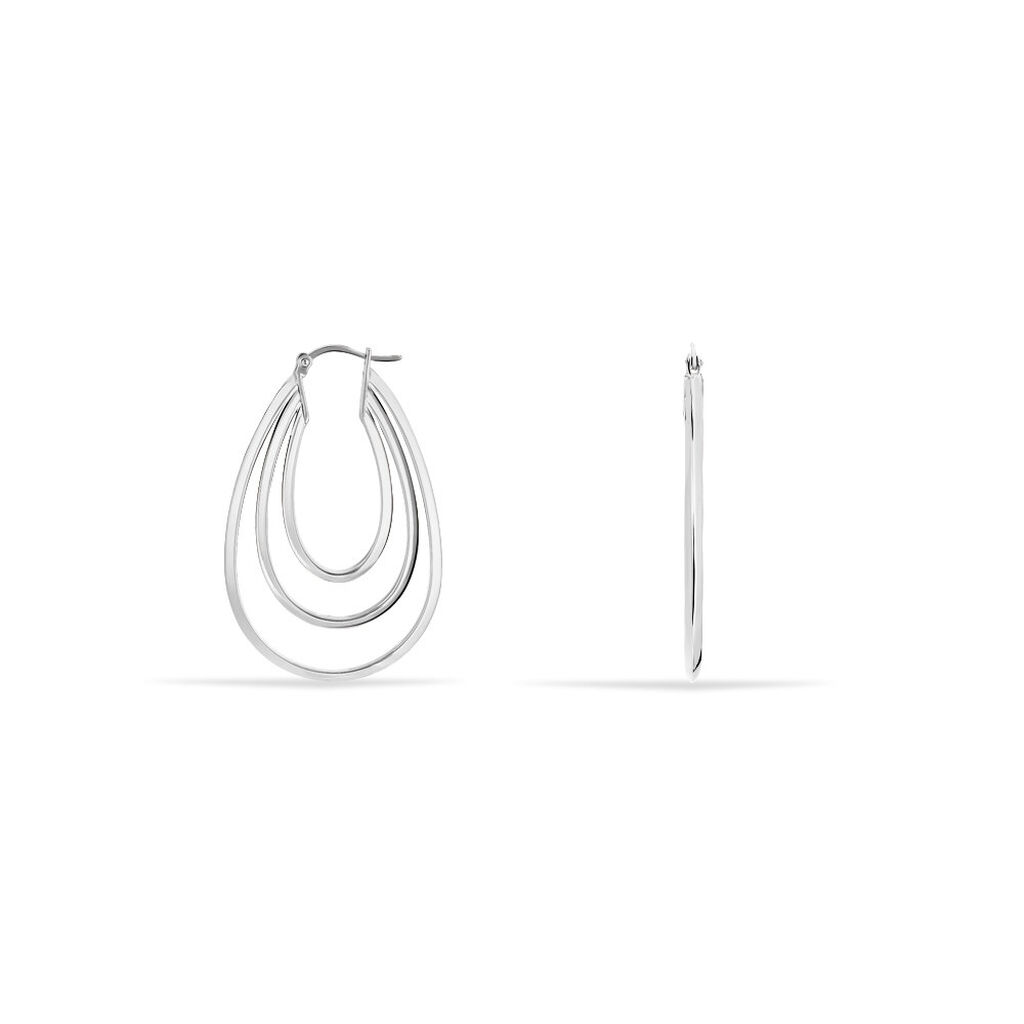 Créoles Aglae Acier Blanc - Boucles d'oreilles créoles Femme | Histoire d’Or