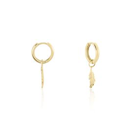 Créoles Meira Plaqué Or Jaune - Boucles d'Oreilles Plume Femme | Histoire d’Or