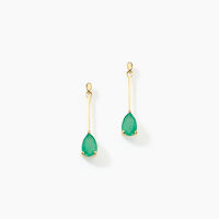Boucles D'oreilles Pendantes Goutte Or Jaune Emeraude