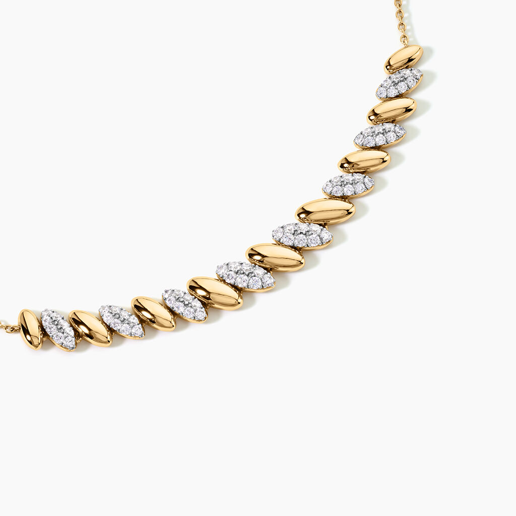 Collier Sunset Riviera Argent Dor&eacute; A L'Or 750/1000 Oxyde De Zirconium - Colliers Femme | Histoire d&rsquo;Or
