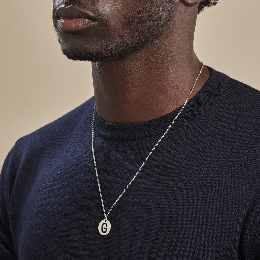 Pendentif Elio G Argent Blanc - Pendentifs Famille | Histoire d’Or