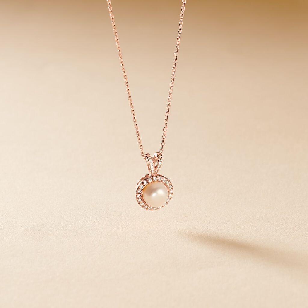 Collier Olivia Argent Rose Perle De Culture Et Oxyde De Zirconium - Colliers fantaisie Femme | Histoire d’Or