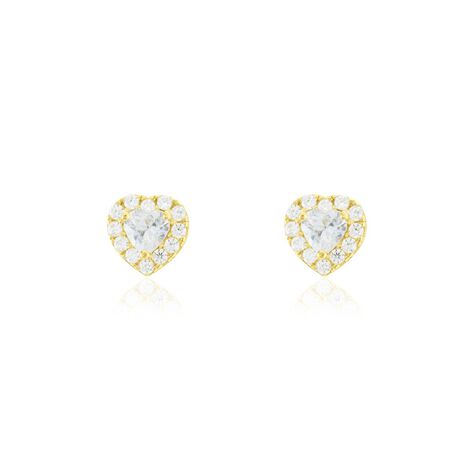 Boucles D'oreilles Puces Or Jaune Festuca Oxydes De Zirconium - Clous d'oreilles Femme | Histoire d’Or