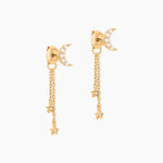 Boucles D'Oreilles Pendantes Moon Plaqu&eacute; Or Jaune Oxyde De Zirconium - Boucles d'oreilles fantaisie Femme | Histoire d&rsquo;Or