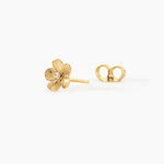 Boucles D'Oreilles Puces Sakura Love Argent Dor&eacute; A L'Or 750/1000 Oxyde De Zirconium - Boucles d'oreilles fantaisie Femme | Histoire d&rsquo;Or