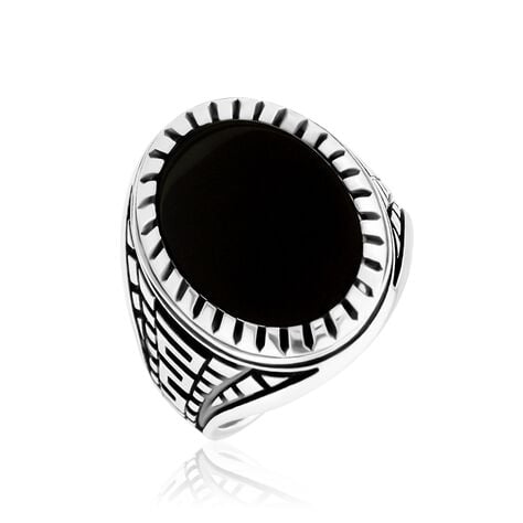 Bague Thimeo Argent Blanc Onyx - Bagues solitaires Homme | Histoire d&rsquo;Or