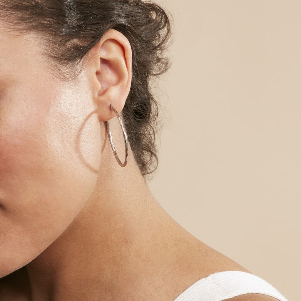 Créoles Esaias Acier Blanc - Boucles d'oreilles créoles Femme | Histoire d’Or