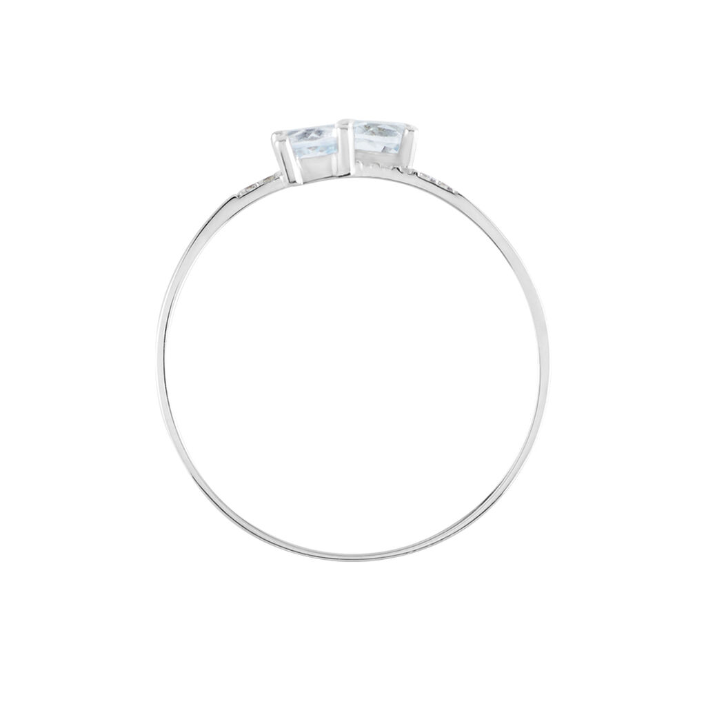 Bague Pollie Or Blanc Topaze Bleu Sky Oxyde De Zirconium - Bagues avec pierre Femme | Histoire d’Or