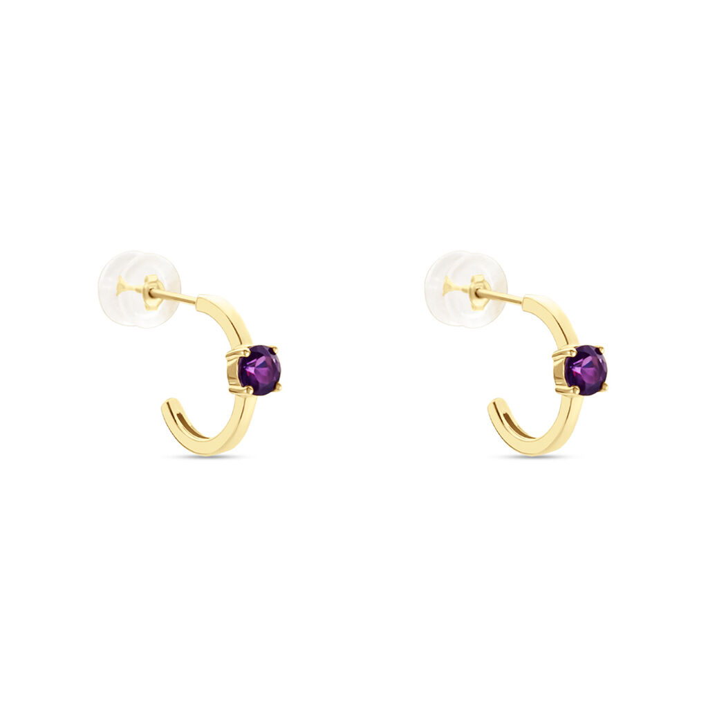 Créoles Nottingham Or Jaune Améthyste - Boucles d'oreilles créoles Famille | Histoire d’Or