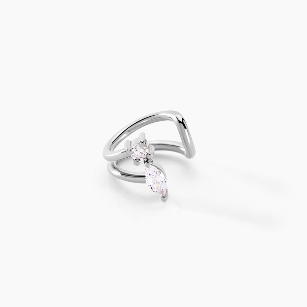 Bague D'oreille Unitaire Navette Argent Blanc Oxyde De Zirconium - Boucles d'oreilles fantaisie Femme | Histoire d&rsquo;Or