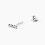 Boucles D'oreilles Puces Birati Argent Blanc - Boucles d'oreilles fantaisie Femme | Histoire d&rsquo;Or
