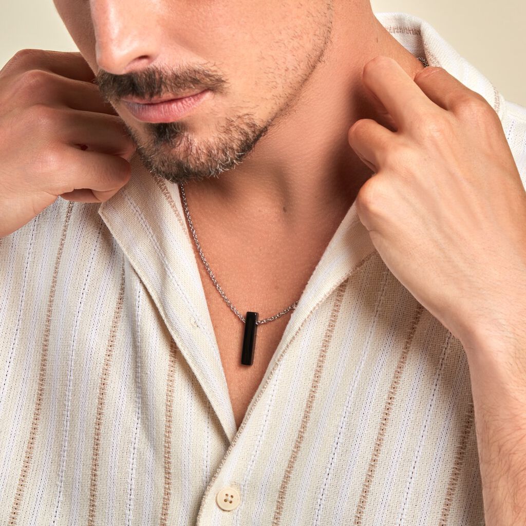 Collier Jourdan Acier Gris Onyx - Colliers Homme | Histoire d’Or