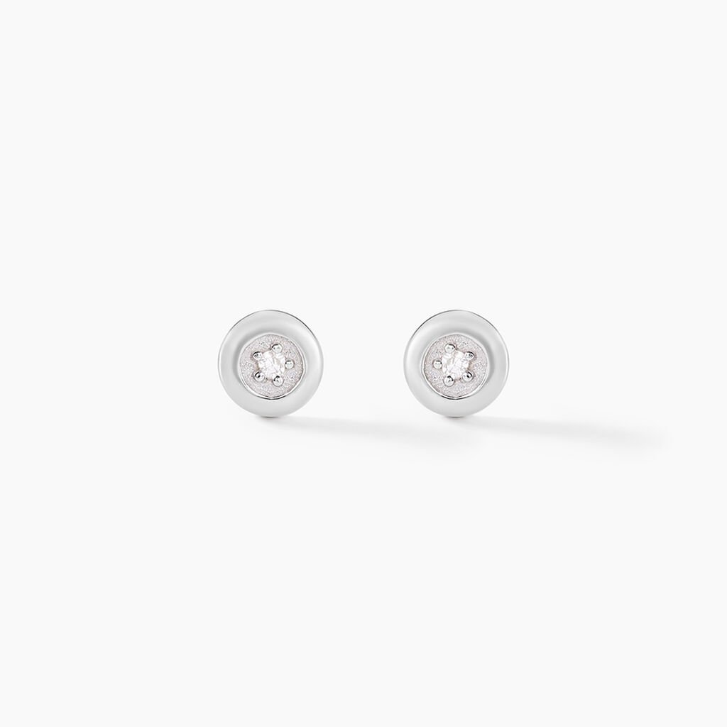 Boucles D'oreilles Puces Fatiana Or Blanc Diamant - Clous d'oreilles Femme | Histoire d’Or