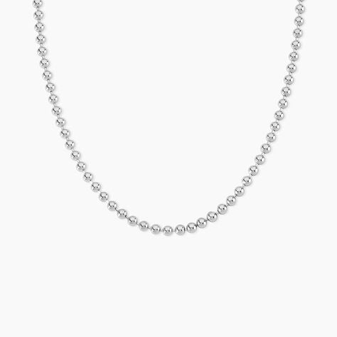 Collier Nateo Boules Argent Blanc - Colliers fantaisie Homme | Histoire d&rsquo;Or