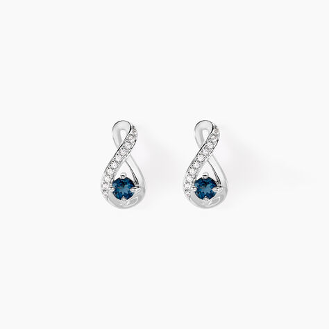 Boucles D'oreilles Puces Augusta Or Blanc Topaze Et Oxyde De Zirconium - Clous d'oreilles Femme | Histoire d&rsquo;Or