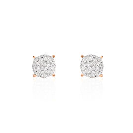 Boucles D'oreilles Puces Princesse Or Rose Diamant - Clous d'oreilles Femme | Histoire d’Or
