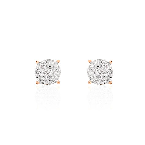 Boucles D'oreilles Puces Princesse Or Rose Diamant - Clous d'oreilles Femme | Histoire d’Or