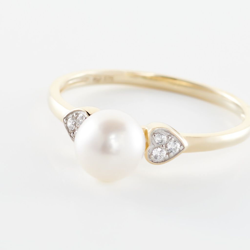 Bague Andromaque Or Jaune Perle De Culture Oxyde - Bagues avec pierre Femme | Histoire d’Or